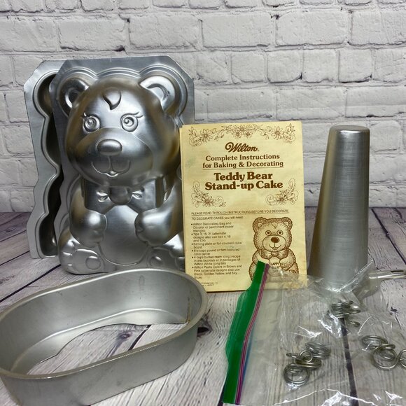 Vintage Wilton Teddy Bear Stand-Up Cake Pan Set 2105-2325 - Set complete - Picture 7 of 10